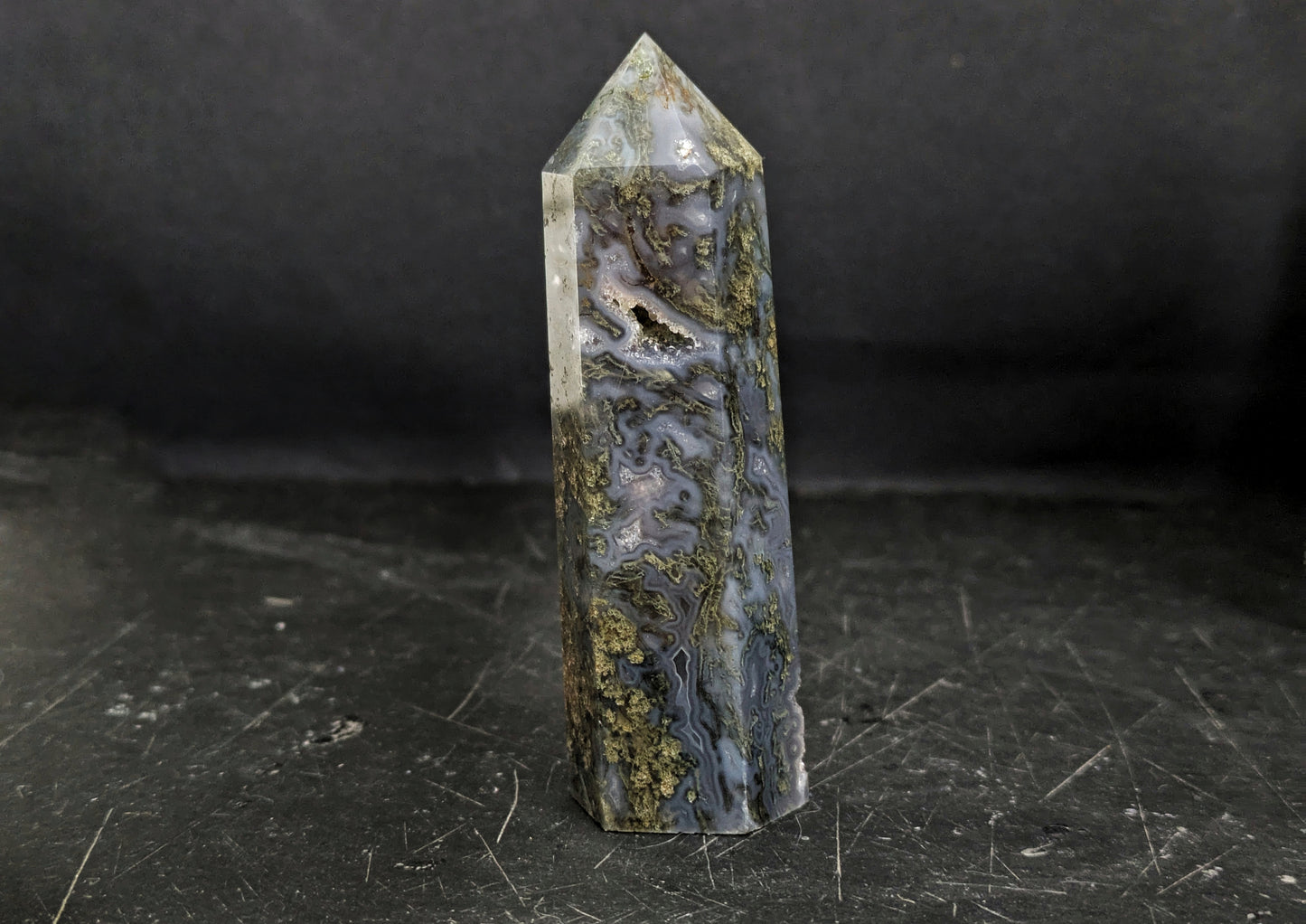 Moss Agate Obelisk 1