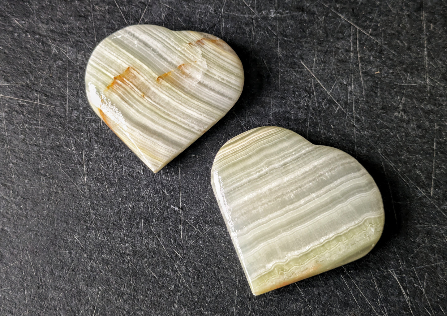 Green Banded Onyx Heart