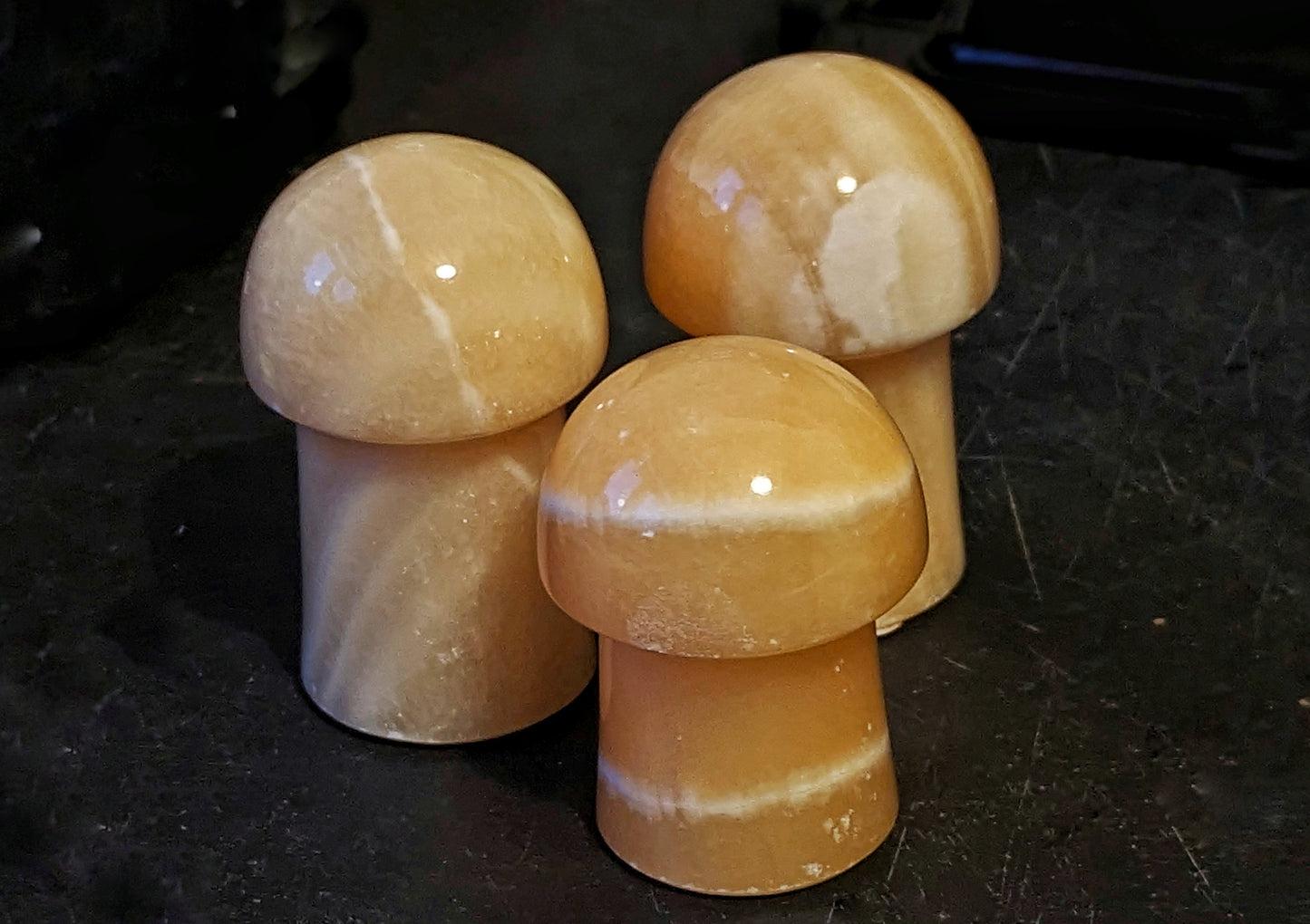 Orange Calcite Mushroom Carving