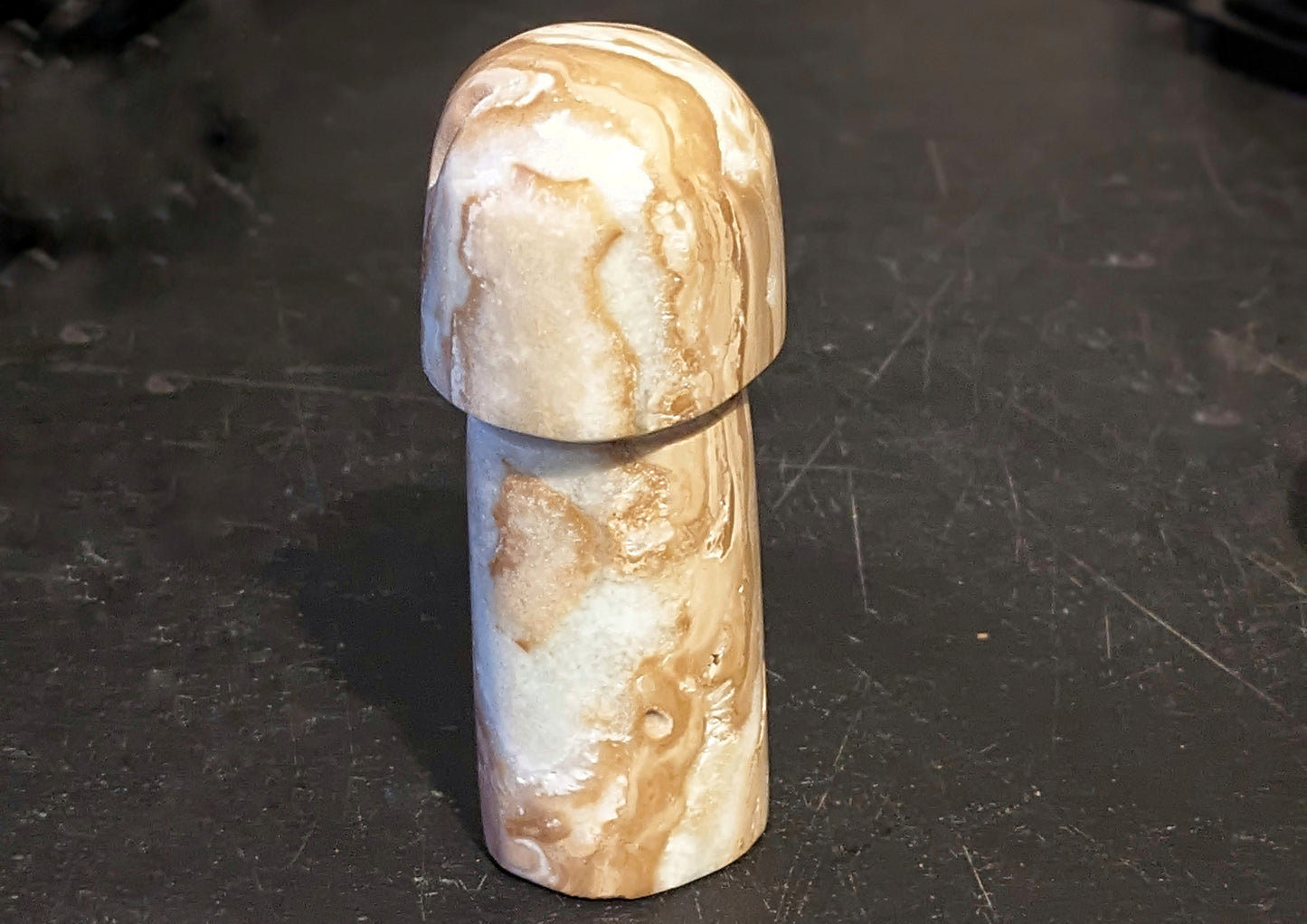 Chocolate Calcite Tall Mushroom Carving