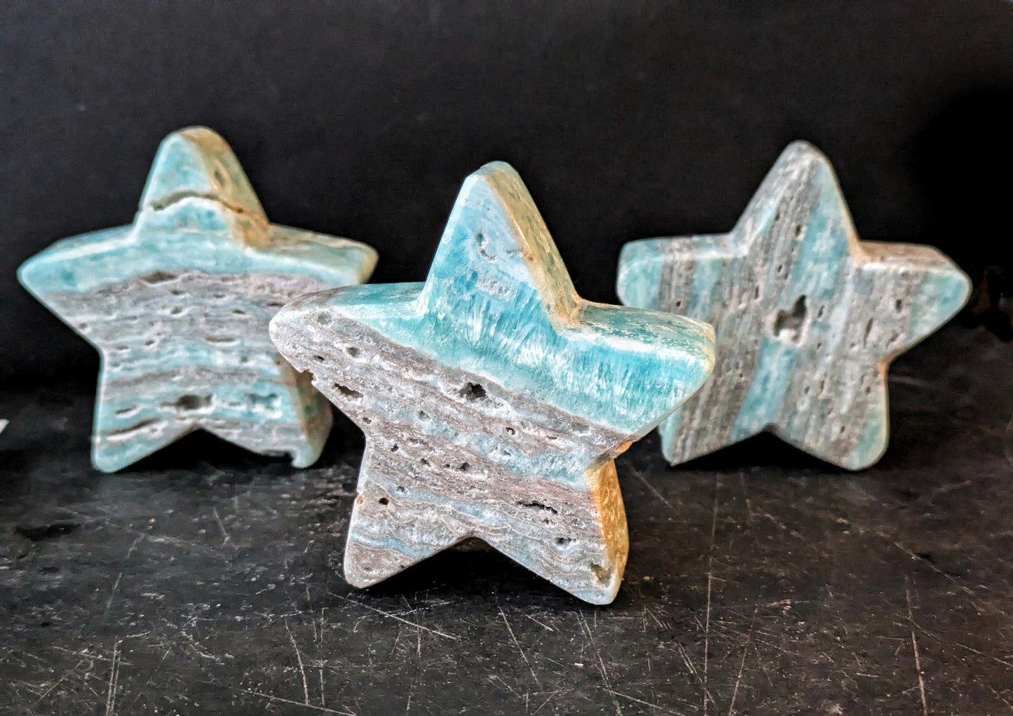 Blue Aragonite Star Carving