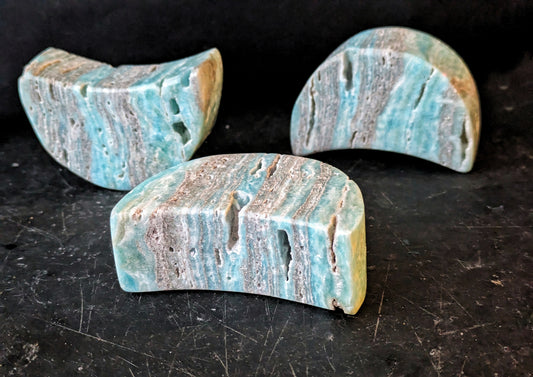 Blue Aragonite moon Carving