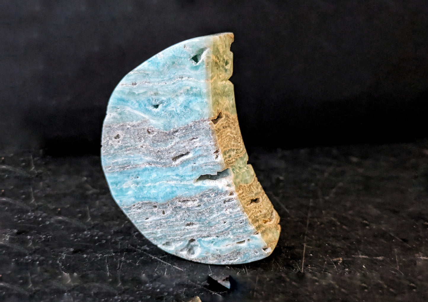 Blue Aragonite moon Carving