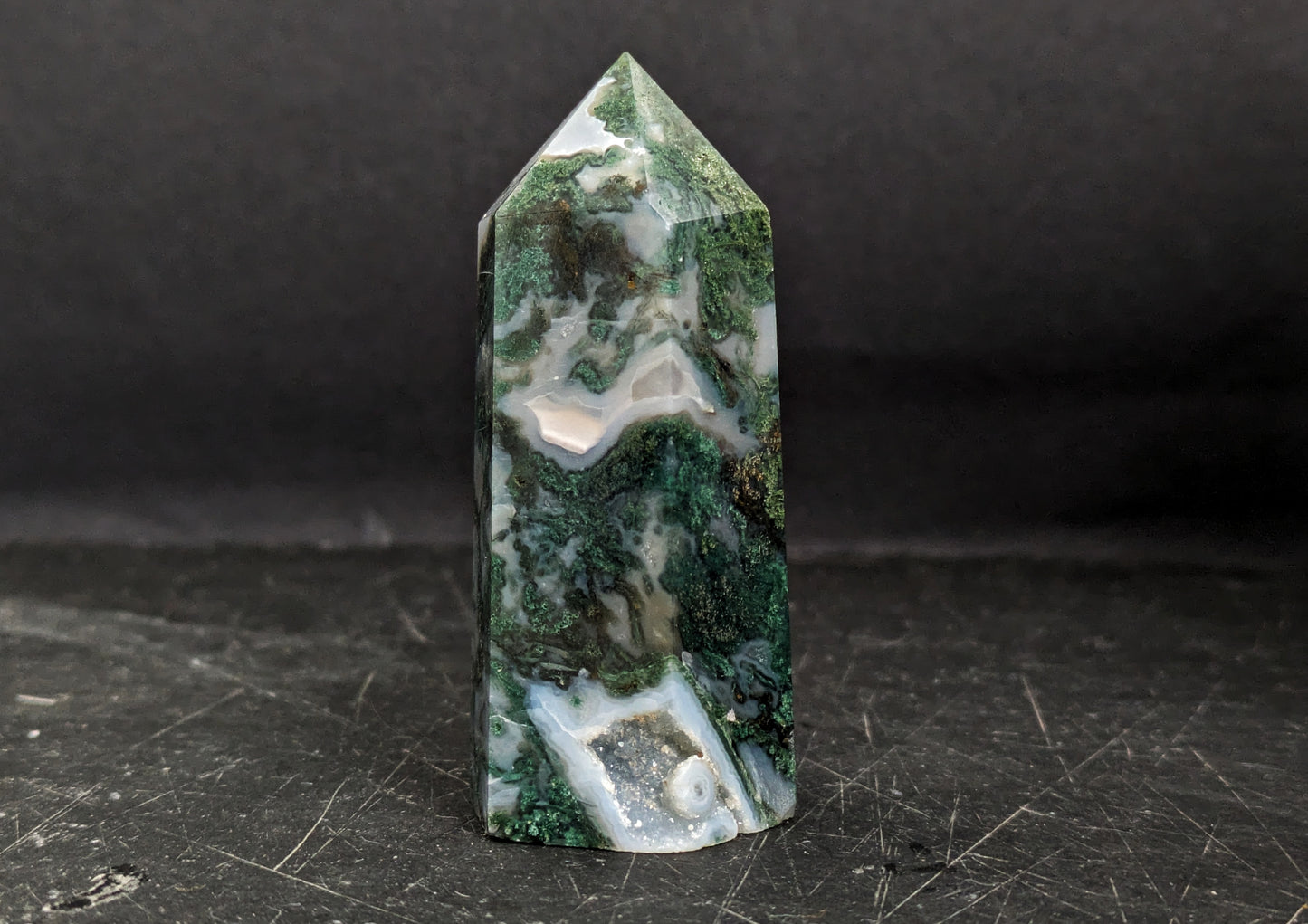 Moss Agate Obelisk 1