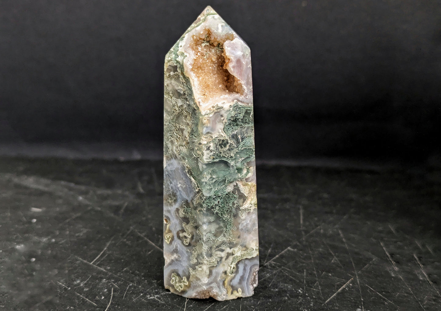 Moss Agate Obelisk 1