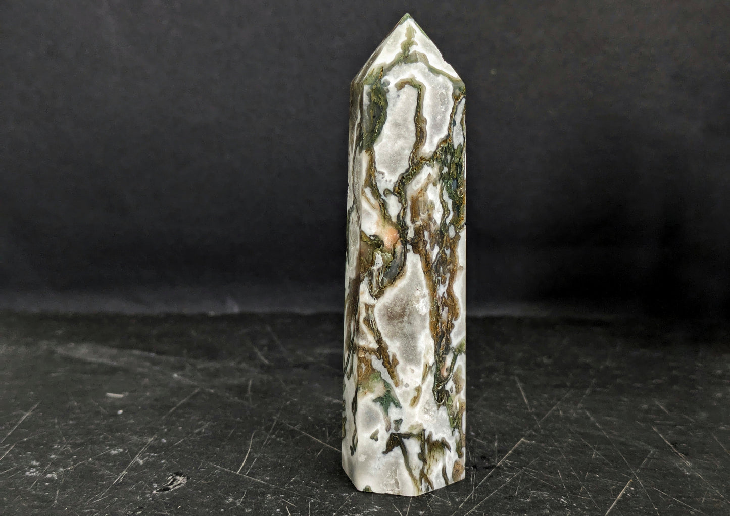 Moss Agate Obelisk 1