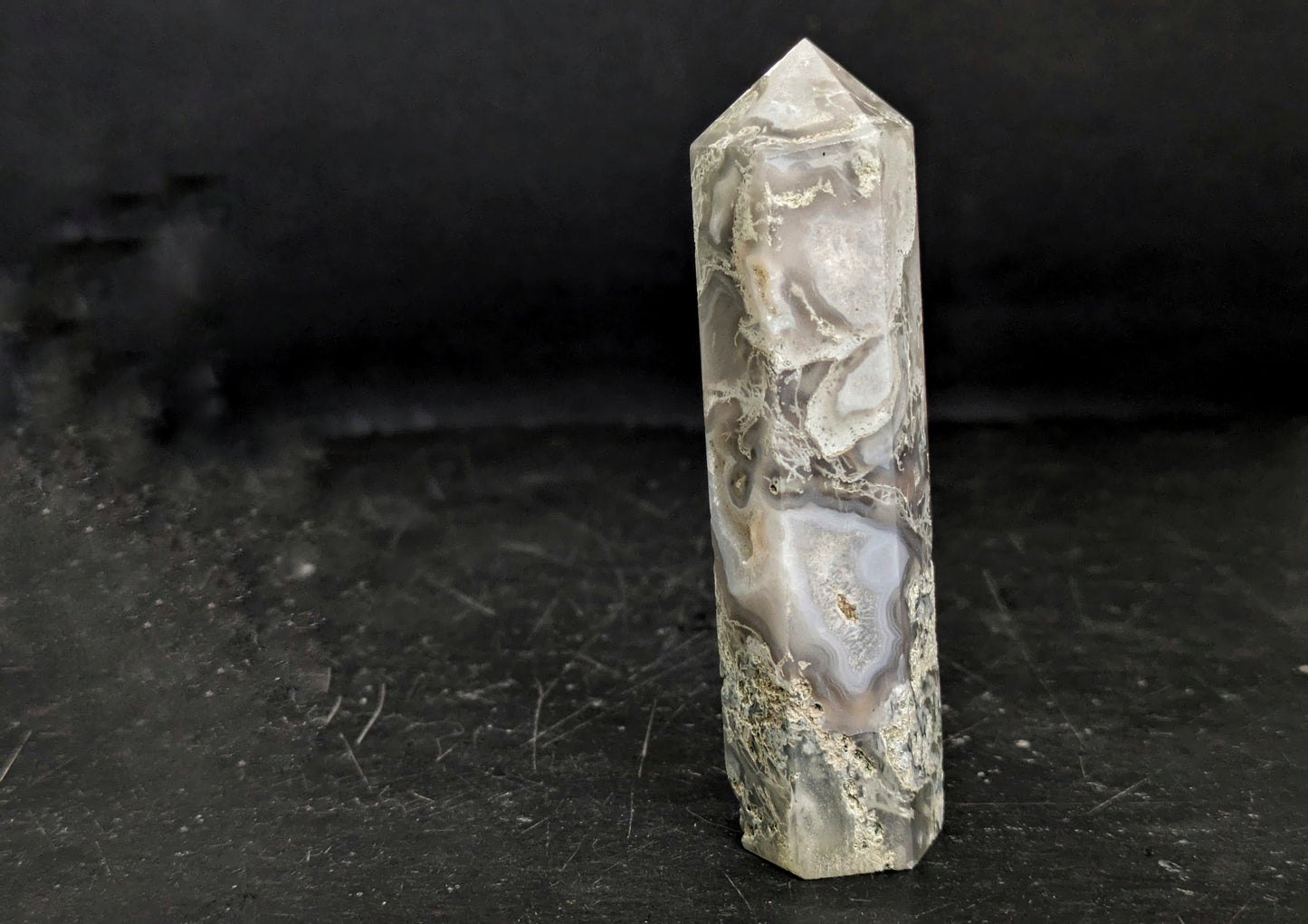 Moss Agate Obelisk 1