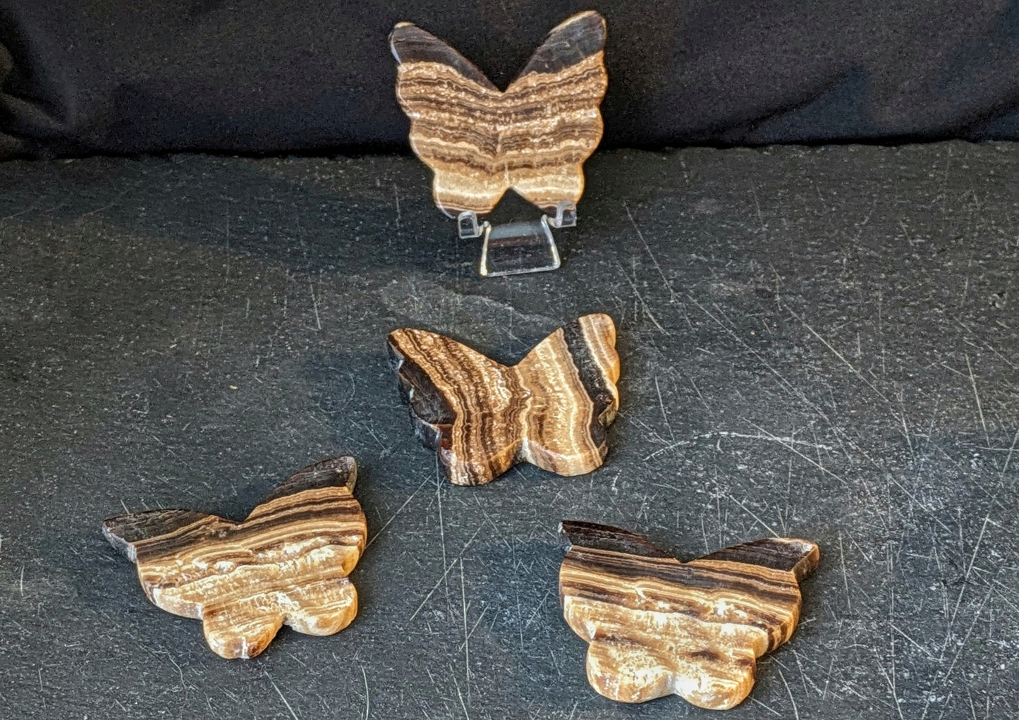 Chocolate Calcite Butterfly Carving