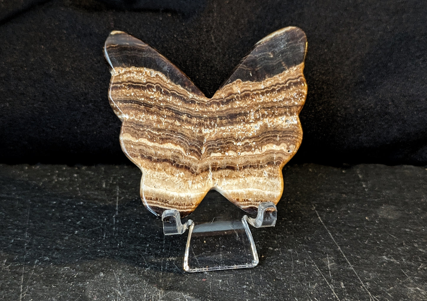 Chocolate Calcite Butterfly Carving