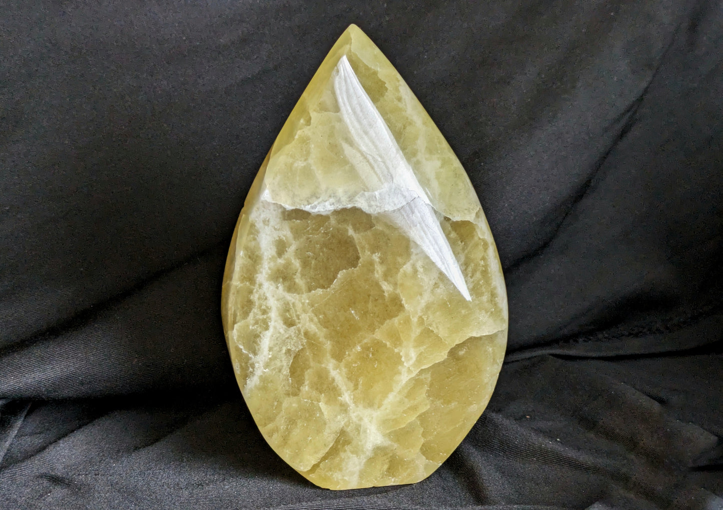 Lemon Calcite Flame Carving