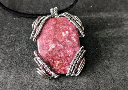 Thulite  Surgical Steel Pendant 6