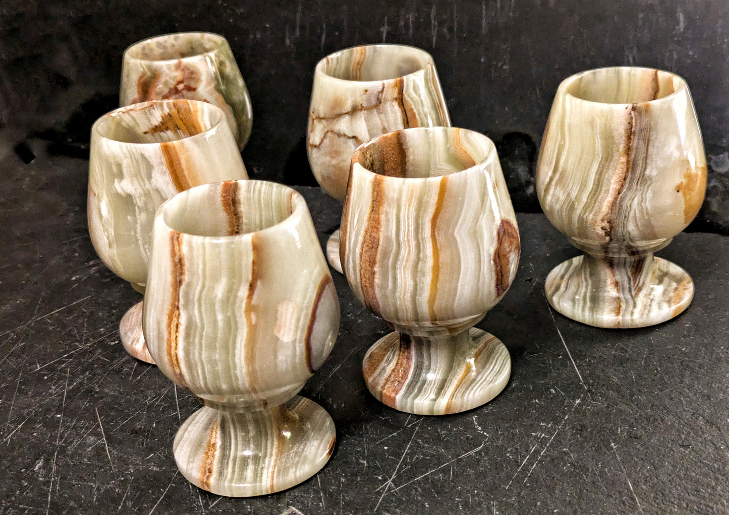 Green Banded Onyx Goblet   Carvings