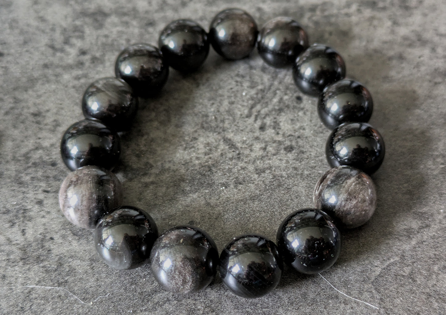 Silver Obsidian Bracelet 12mm