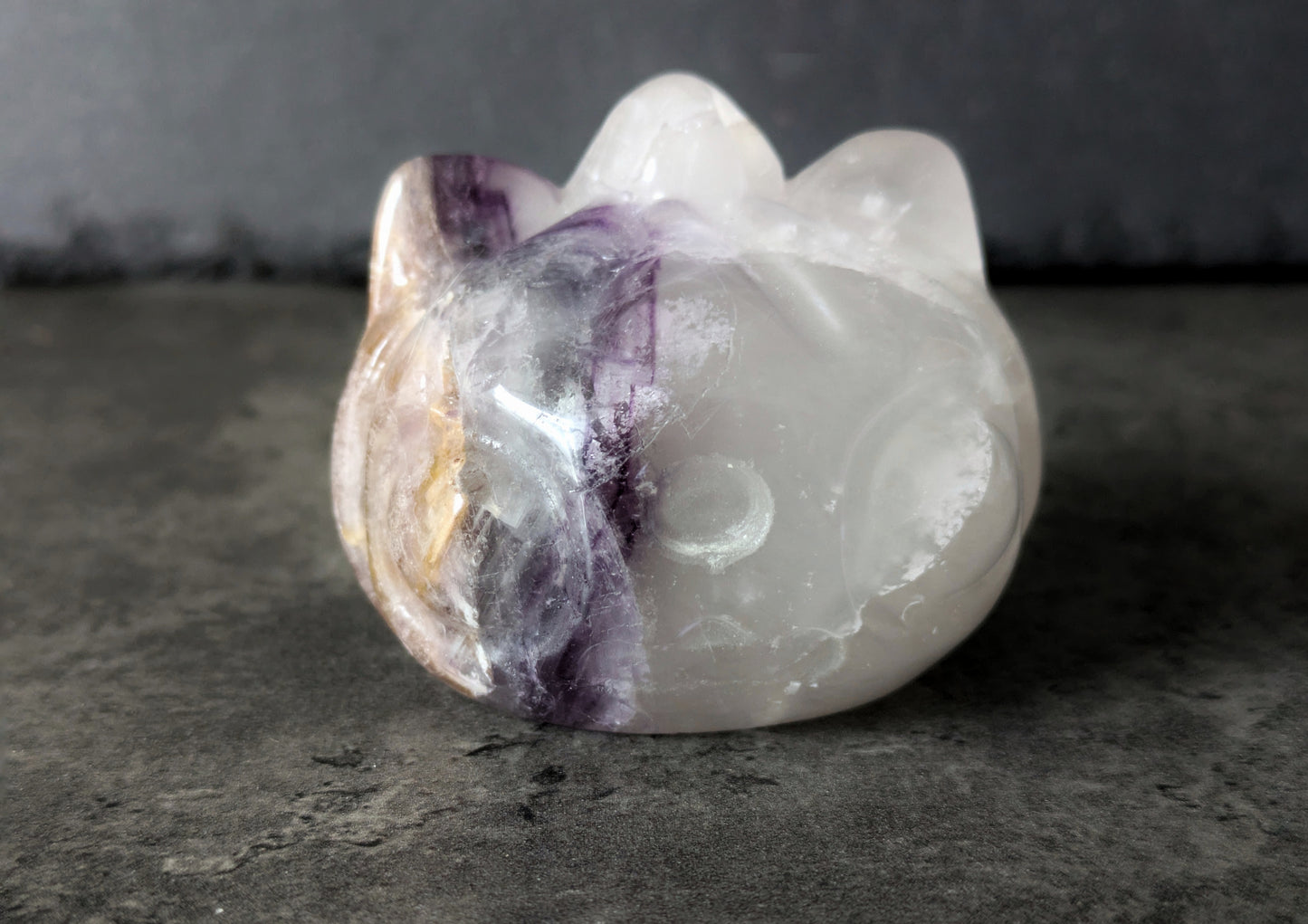 Fluorite Cat Head Carving