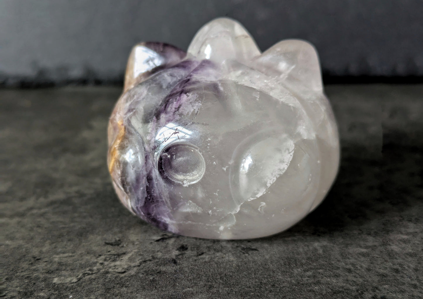 Fluorite Cat Head Carving