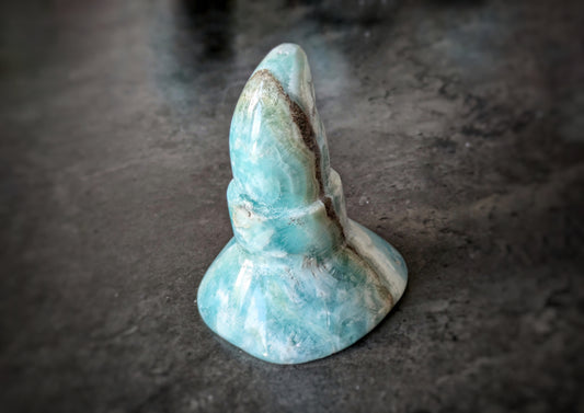 Blue Aragonite Witches Hat Carving