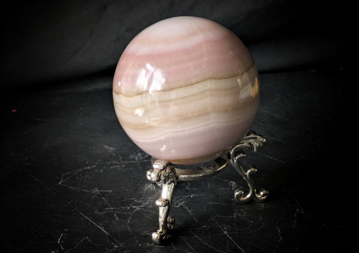 Pink Banded Onyx Sphere 2