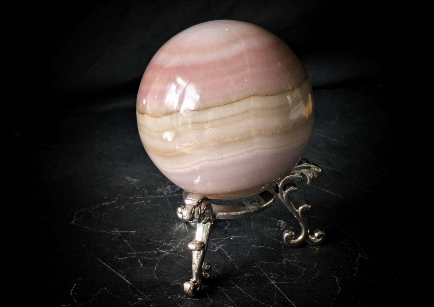 Pink Banded Onyx Sphere 2