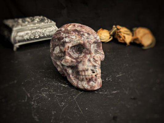 Sphalerite With Flourite Skull Carving