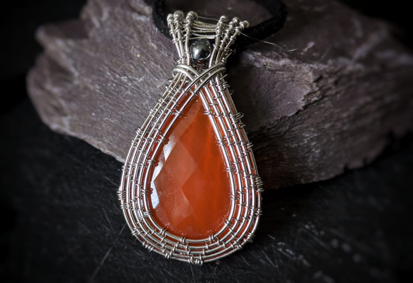 Carnelian Surgical Steel Pendant