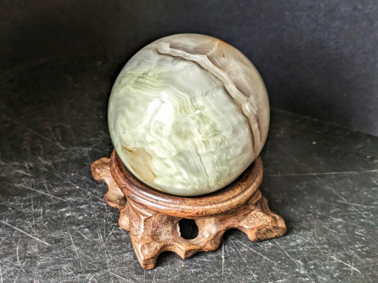 Green Banded Onyx Sphere