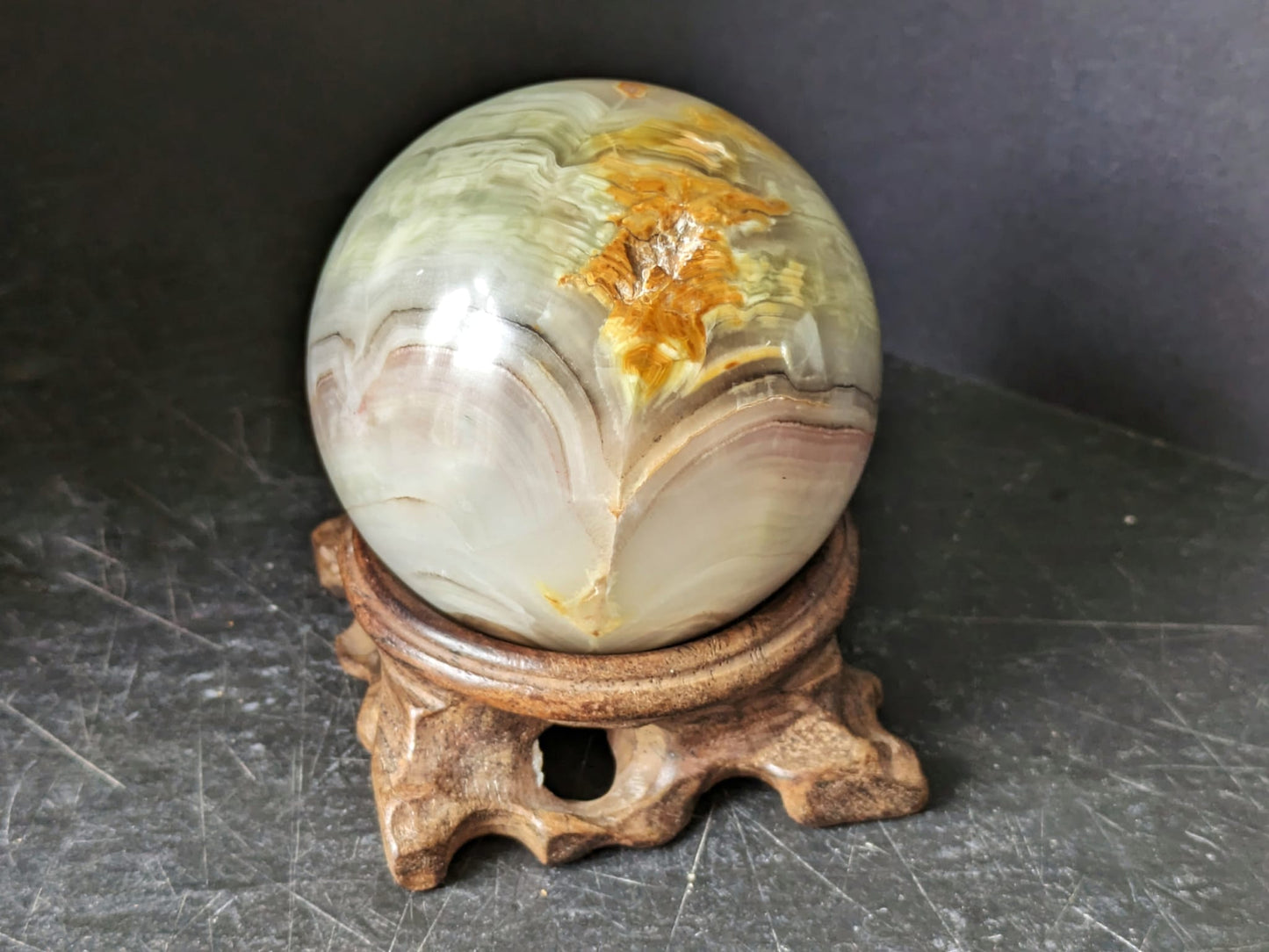 Green Banded Onyx Sphere