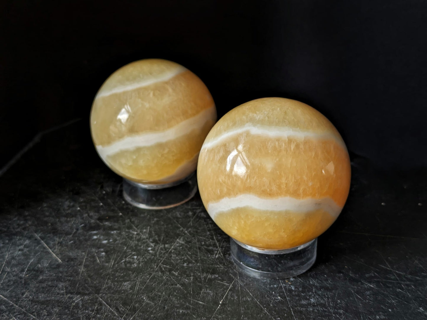 Orange Calcite Banded Sphere