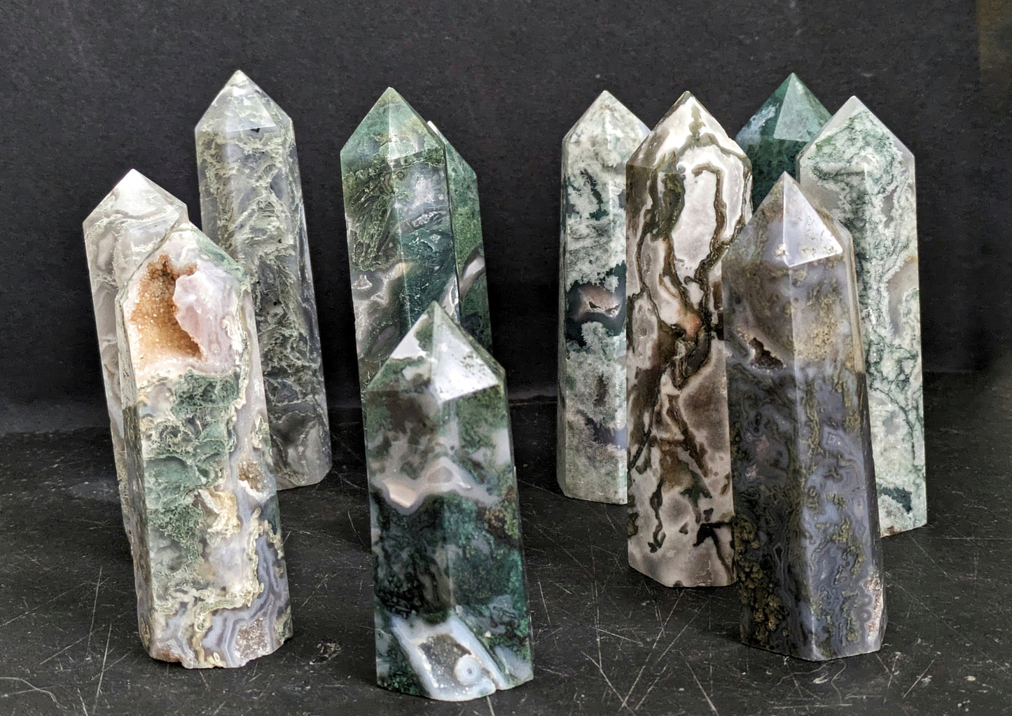 Moss Agate Obelisk 1